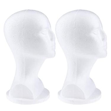 Imagem de barenx Salon Mall Peruca Display Isopor Feminino Cabeça Modelo Manequim para Perucas, Capuzes, Bonés, Toucas, Óculos, Colar - Pequeno, 2 Peças, 30 cm de Altura