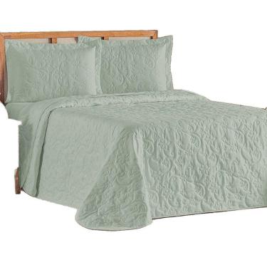 Imagem de Cobre Leito Colcha Queen Mobili 03 Peças - Verde - 100% Poliéster
