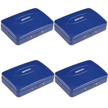 Imagem de SEPOX SAFE4pcs Caixa de segurança portátil de aço, armário de armazenamento seguro para viagem pessoal para itens pequenos, com cabo de 6 m e trava de combinação substituível para dormitório, carro