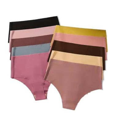 Imagem de Kit 10 Calcinhas Femininas Cós Alto Sem Costura Corte a Laser – Conforto e Modelagem Sem Marcação (10 peças - Cores sortidas,GG)