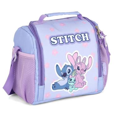 Imagem de Lancheira Escolar Termica Roxo Stitch Disney Menina Flores