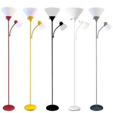 Imagem de Luminária Chão 1,80m Articulada Dupla Duas Lâmpadas Pedestal Coluna Gi