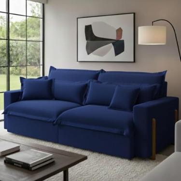 Imagem de Sofá Retrátil e Reclinável Dubai com Molas Ensacadas, 2,50m. (Azul)