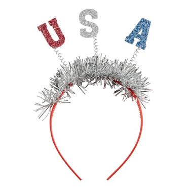 Imagem de Fun Express Boppers patrióticos de cabeça de tinsel EUA com glitter de 14 cm - 12 peças