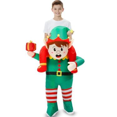 Imagem de VioraWhite Christmas Elf Inflatable Costume for Kids Blow up Funny Riding on Costume for Children Boy Girl Cosplay Outfit