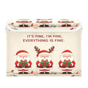 Imagem de SEHANY Cestas de armazenamento de Papai Noel de Natal com tampas, organizador de caixas de armazenamento de tecido para armário de roupas, cobertor de escritório, berçário, 42 x 32 x 30 cm