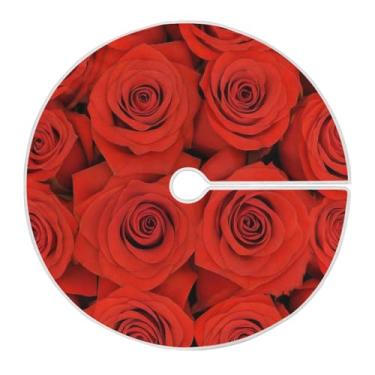 Imagem de Blueangle Linda saia de rosa vermelha de 118 cm de poliéster macio para decoração do dia dos namorados (173)