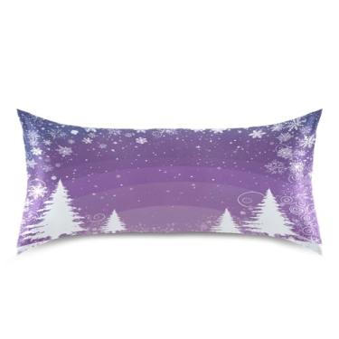Imagem de Blueangle Fronha de cetim branca com árvores de Natal para cabelo e pele, fronha de seda, tamanho king (50,8 x 101,6 cm) - Capas de almofada de cetim refrescantes com fecho de envelope (432)