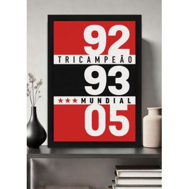 Imagem de Quadro São Paulo Tricampeão SPFC com Vidro e Moldura Preta Tamanho:21c