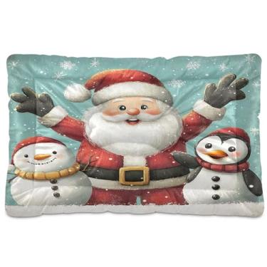 Imagem de SEHANY Cama de Natal para cães de Papai Noel, cama de gato com fundo antiderrapante, cama de canil, colchão macio para animais de estimação, lavável para cães pequenos, médios e grandes, gatos, 91 x