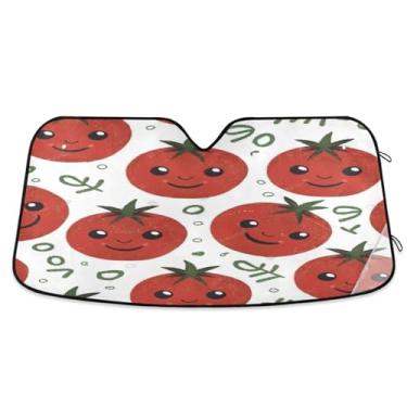 Imagem de ATTX Pára-brisas de carro bonito tomate 134.6 cm x 59.7 cm protetor solar universal com proteção UV, persiana de janela frontal automática dobrável para caminhões Sedans SUVs #362