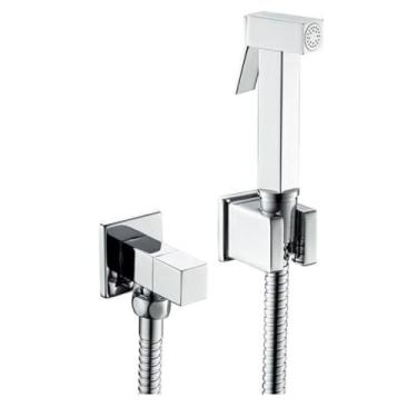 Imagem de Ducha Higiênica QUADRADA CROMADA Metal De Banheiro Lavatório Completa Luxuosa - Instalação Fácil, Acabamento Luxuoso e Economia de Água