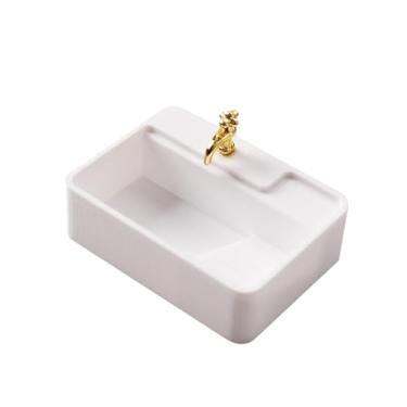 Imagem de oshhni *Miniatura de lavatório para casa de bonecas em escala 1/12, acessórios para montar, brinquedo para recriar cenas de vida, micropaisagens, cenários, 5x3.5x1.5cm