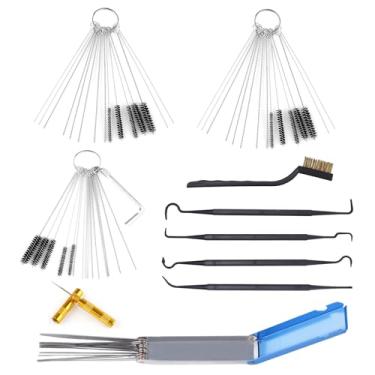 Imagem de Kit de Limpeza de Carburador, Chave Sextavada Palheta Pontiaguda Escova Cabeça Única 15 Náilon Escovas 30 Limpar Agulhas 13 Limpeza Fios 4 Limpar Ganchos para Manchas Carburador