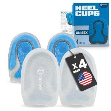 Imagem de Pacote com 4 bojos de calcanhar para corrigir fascite plantar e esporão de calcâneo – palmilhas de silicone para homens e mulheres – almofada de gel – unissex – transparente