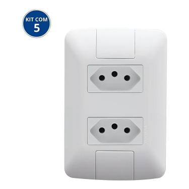 Imagem de Kit 5 Conjunto Tramontina 2 Tomadas Padrão 10A 4X2 Aria Cor