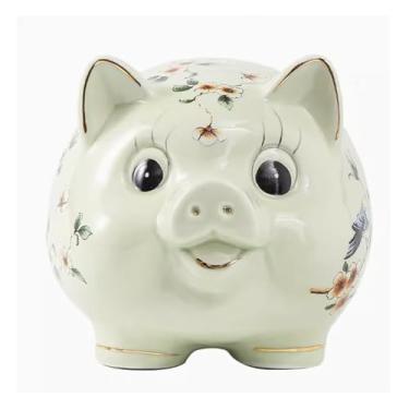 Imagem de Pote de dinheiro de porco de cerâmica, linda caixa econômica com design exclusivo de lembrança para dar de presente