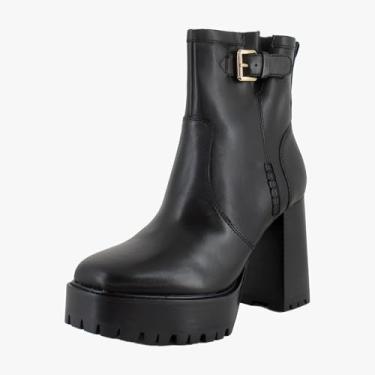Imagem de Steve Madden Bota de cano curto feminina Summit, Couro preto, 38