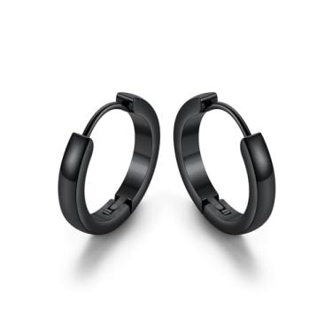 Imagem de KeyStyle Brincos pequenos de argola para mulheres, brincos minúsculos de aço inoxidável hipoalergênicos, dourado/prata/preto, cartilagem não manchada, brincos leves, 7/8/9/10/12/14/16 mm, 16mm, Aço