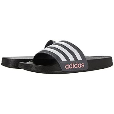 Imagem de adidas Sandália infantil unissex Adilette Shower Slide, Preto/branco/cinza, 1 Little Kid