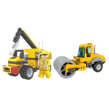 Imagem de COMP Kit 2 Blocos de Montar Xalingo  Cidade em Obras Guincho + Rolo Co