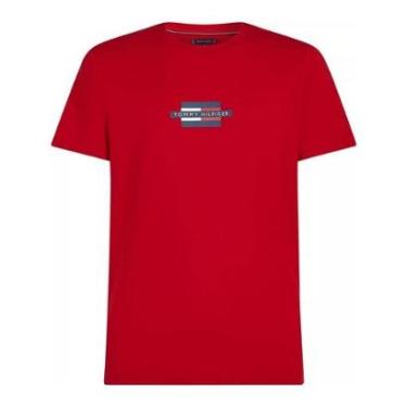 Imagem de Camiseta Tommy Hilfiger Flag Box Tee Msculina Vermelha-Masculino