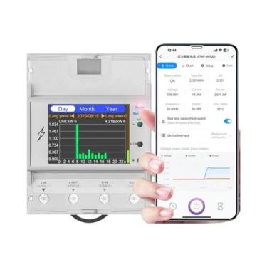Imagem de Medidor De Energia Inteligente 100A Tuya WIFI Controle Remoto AC85-265