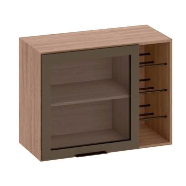 Imagem de Armário Aéreo 80 Cm 1 Porta Vidro Fumê Com Adega Etna Poliman Móveis Carvalho Oak