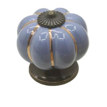 Imagem de Fafeicy Maçaneta de Porta de Abóbora de Cerâmica, Maçaneta de Gaveta Branca Marfim, Puxador Elegante para Armários e Guarda-roupas (Azul)