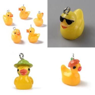 Imagem de Pingentes de pato de resina opaca, 12 peças, lindos pingentes de pato 3D para fazer joias, faça você mesmo, artesanato, miçangas, colar, pulseira, brinco