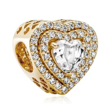 Imagem de Amieween Pingentes de coração de zircônia cúbica cintilante banhado a ouro 14 K, presente para casal amigo da família no aniversário de Natal, aniversário das mães, dia dos namorados, pingente de
