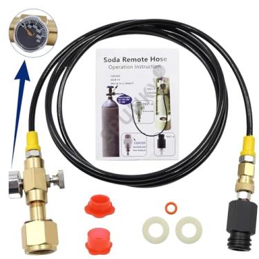 Imagem de Adaptador direto de cilindro de tanque de CO2 (válvula de calibre e sangria), CGA320 para TR21-4 Adaptador de máquina de soda com mangueira de alta pressão de 152 cm, compatível com máquina de
