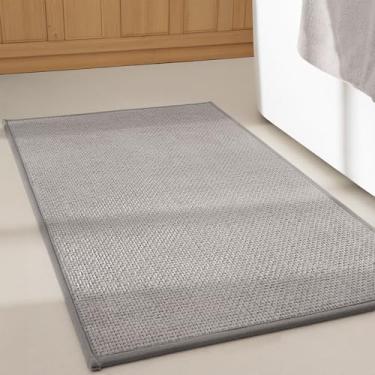 Imagem de GRANNY SAYS Tapetes de banheiro cinza, tapete de banheiro de chenille macio, tapetes de banho absorventes 61 cm x 40 cm, tapetes de banheiro pequenos antiderrapantes laváveis, secagem rápida, fino
