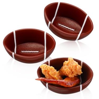 Imagem de GlikCeil 3 peças de tigela de lanche de futebol reutilizável de resina bandeja de servir pratos de servir para porta traseira, jantar, evento esportivo, dia de jogo, decorações de festa de aniversário