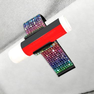Imagem de I3DIDEA Suporte de chapstick de strass para viseiras de carro, 1 pacote com acessórios de carro brilhantes para mulheres e mulheres, protetor labial organizador de viseira de sol com materiais