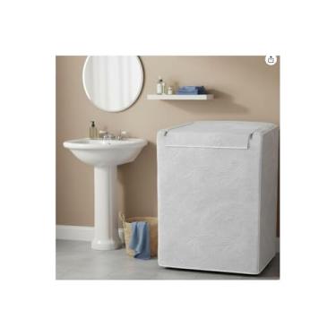 Imagem de Capa para Máquina de Lavar, PVC e Poliéster, Branca, Tamanho P, Compatível com Electrolux 7-10kg, Brastemp e Consul, 58x80x58cm