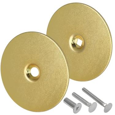 Imagem de Hordion 1 pacote de placa de cobertura para furo de porta, tampa de fechadura de 6 cm placa de enchimento de orifício de latão escovado tampa de orifício de maçaneta redonda com parafusos para