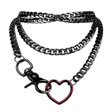 Imagem de Corrente deslizante arco-íris grosso para mulheres, corrente de coração, gargantilha em camadas, gótico, punk, grunge, joias de declaração, presentes de amizade, presentes de Natal para mulheres