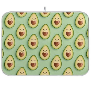 Imagem de Lindo tapete de secagem de pratos verde abacate, almofada de secagem absorvente, escorredor de pratos de microfibra para decoração de bancada de cozinha, 40,6 x 45,7 cm