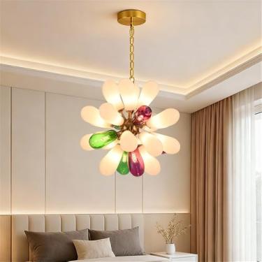 Imagem de OUFULA Lustre Moderno LED Moda Arte Sala de Estar Restaurante Quarto Villa Hotel Balcão Escadas Café Bar Lâmpada Pendente (A cor 24 luzes)