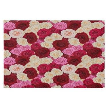 Imagem de Wassud Tapete de porta rosa vintage 61 x 89 cm, tapete antiderrapante lavável com suporte de borracha, tapete macio e macio para sala de estar, quarto, entrada, entrada