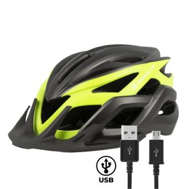 Imagem de Capacete ciclismo Absolute Wild Flash led traseiro USB, Preto, Amarelo