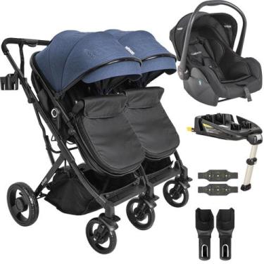 Imagem de Carrinho Kiddo de Gemeos Bebe Conforto Base ISOFIX Vox Marinho