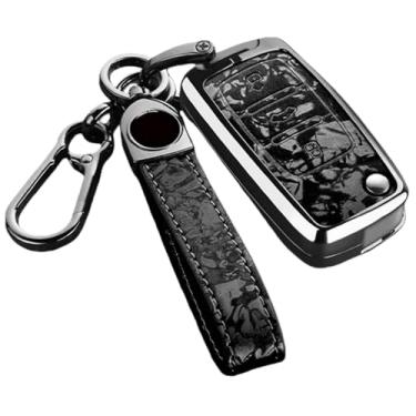 Imagem de Capa de couro para chave de carro em liga de zinco, compatível com vw/polo/passat/tiguan b5 b6 b7/golf 7/mk6/jetta/lavida, capa de suporte para chave(Black-1)