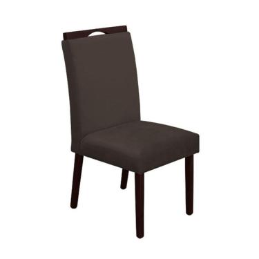 Imagem de Cadeira Mesa De Jantar Madeira Maciça Veludo Premium Heloísa Marrom Castanho