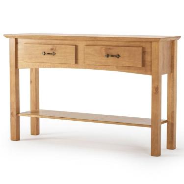 Imagem de Aparador Rústico Para Sala Madeira Maciça 2 Gavetas Lira M06 Carvalho Fosco - Lyam Decor