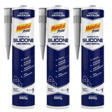 Imagem de Kit 3 Silicone Acético Mundial Prime Transparente Vedação Construção 2