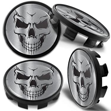 Imagem de Biomar Labs 4 tampas centrais de liga de centro de roda de 68 mm compatíveis com BMW 36136783536 calotas caveira prata CB 49