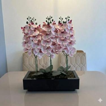Imagem de Vaso Centro De Mesa Grande Vidro Preto 60x20 Flores Decoração - Inova 