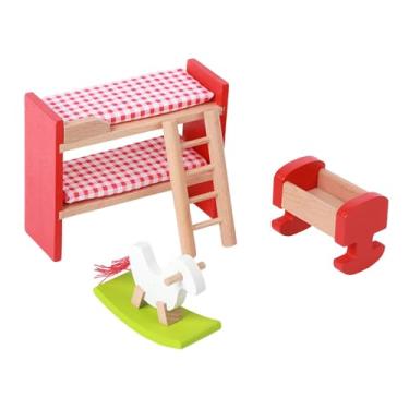 Imagem de KiBcsLic Móveis de madeira para casa de bonecas, brinquedos de faz de conta, miniaturas de madeira simulando casas de bonecas, acessórios para casa, presente, Quarto Infantil